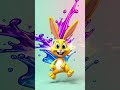 "Cute Yellow Bunny Laughs in a Paint-Splattered Room! 🐰🎨"