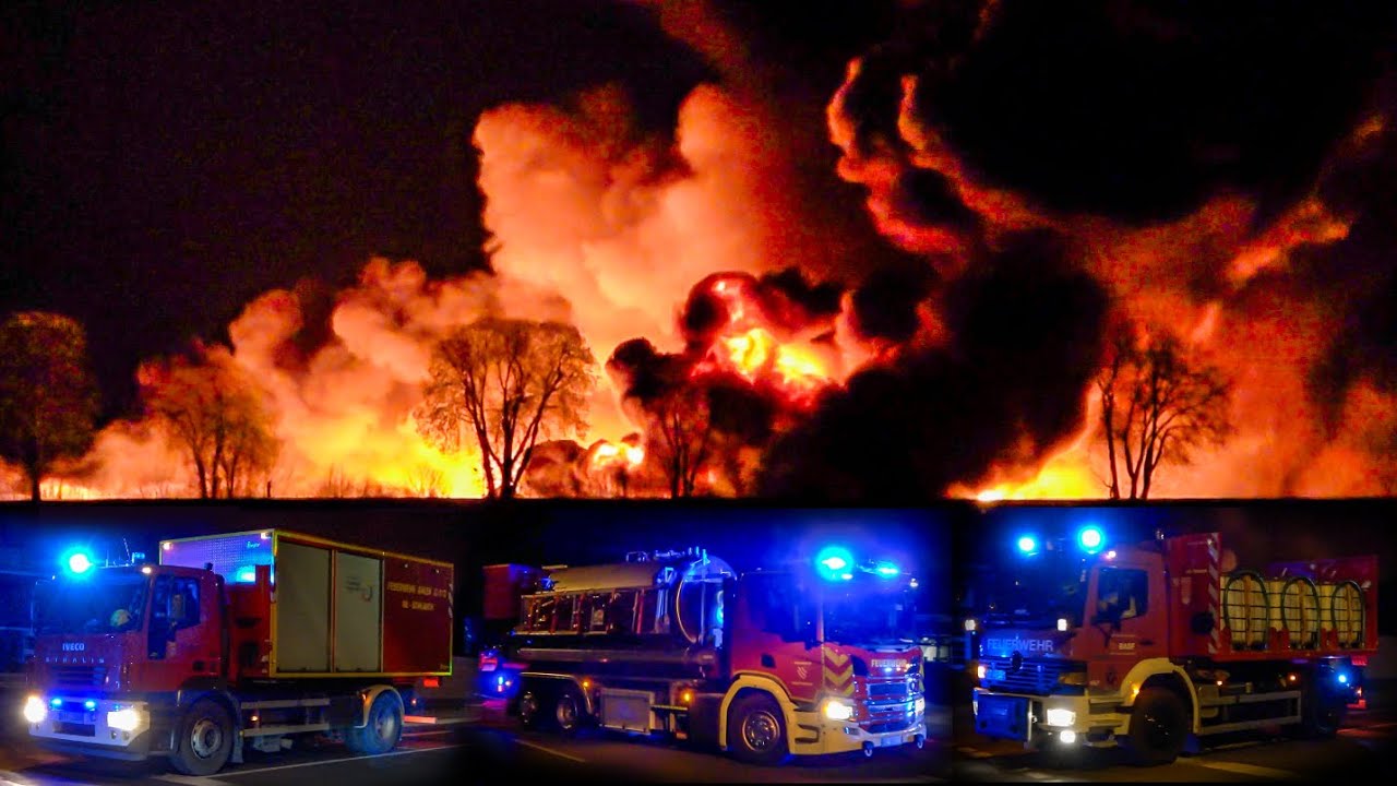 [KUNSTSTOFFFABRIK IN FLAMMEN] - FEUERWEHR, THW und MEHR! | Einsatzfahrten zu Großbrand in Ahlen