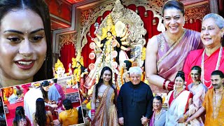 Ajay Devgn Family At North Bombay Biggest Durga Puja | Kajol,Jaya Bachchan,Nysa Devgan,Orry,Tanisha