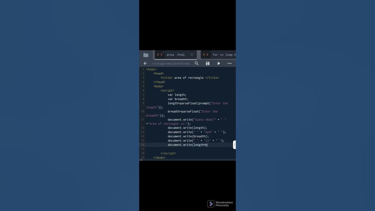 How To Find a Area Of Rectangle In JavaScript #html #javascript #css # ...