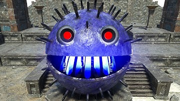 Pacman, Walking Robot Pacman, and Gladiator Robot Team Up Against Evil Machines