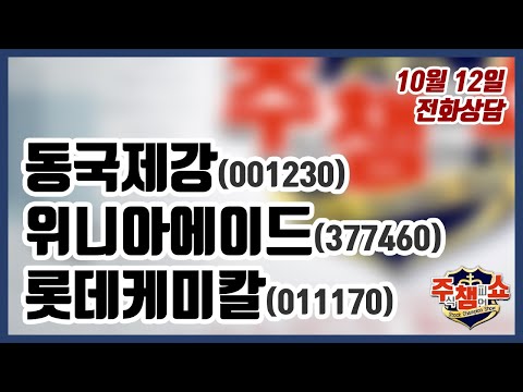[주식챔피언쇼] 10월 12일 방송 - <strong>동국제강</strong>, 위니아에이드, 롯데케미칼