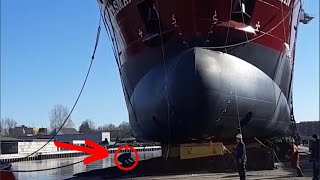 Ship launch almost kills a worker #shorts