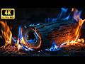 Burning Fireplace Glow With Beautiful Blue Flames And Crackling Logs | 4K Fire Ambience (12 Hours)