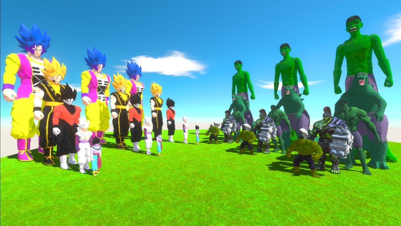 5 Level Goku Fusion vs Team Hulk + Hulk Godzilla