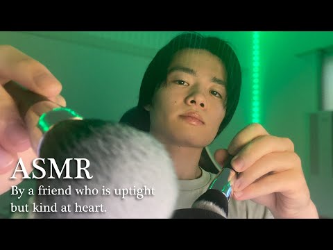 ASMR Brushing You and the Mic By a friend who is uptight but kind at heart