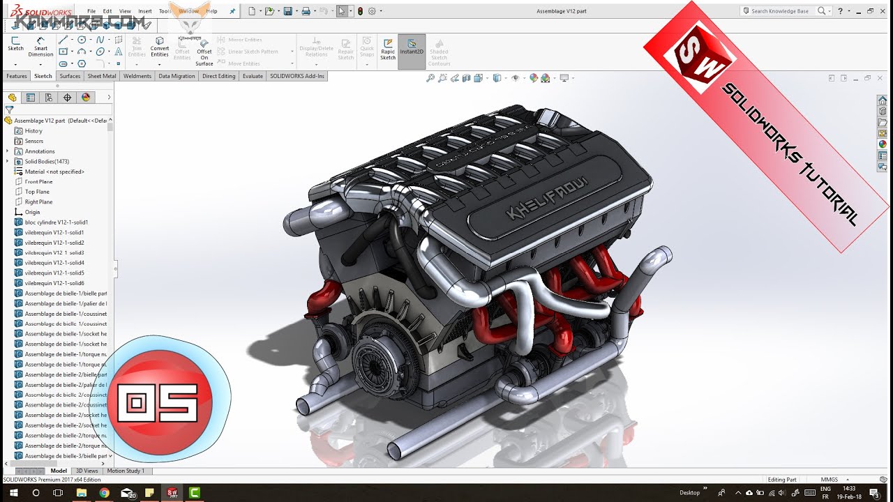 solidworks engine assembly download