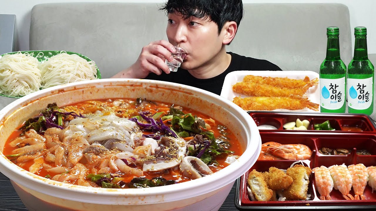 Сашими на воде, чтобы поесть в жаркую погоду! MUKBANG REALSOUND ASMR EATINGSHOW