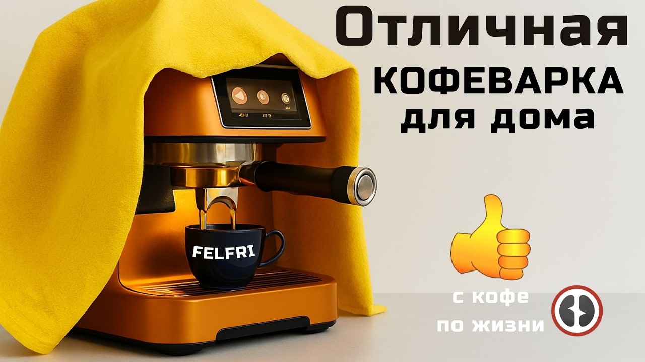 “FELFRI — стильная рожковая кофеварка для дома. Готовит ароматный эспрессо и проста в использовании