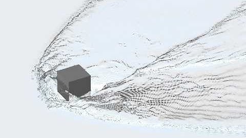 Free surface flow past a mounted cube