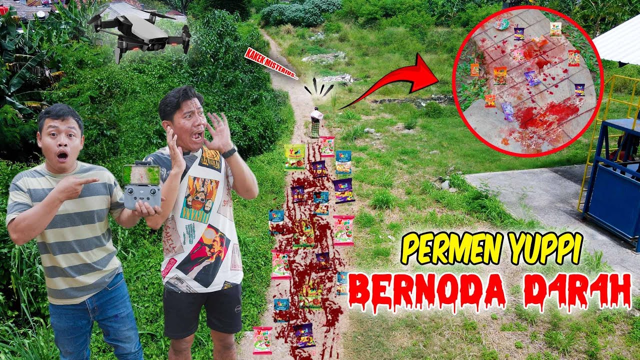 Drone Menangkap Permen Yupi Bernoda Darah Di Jalan