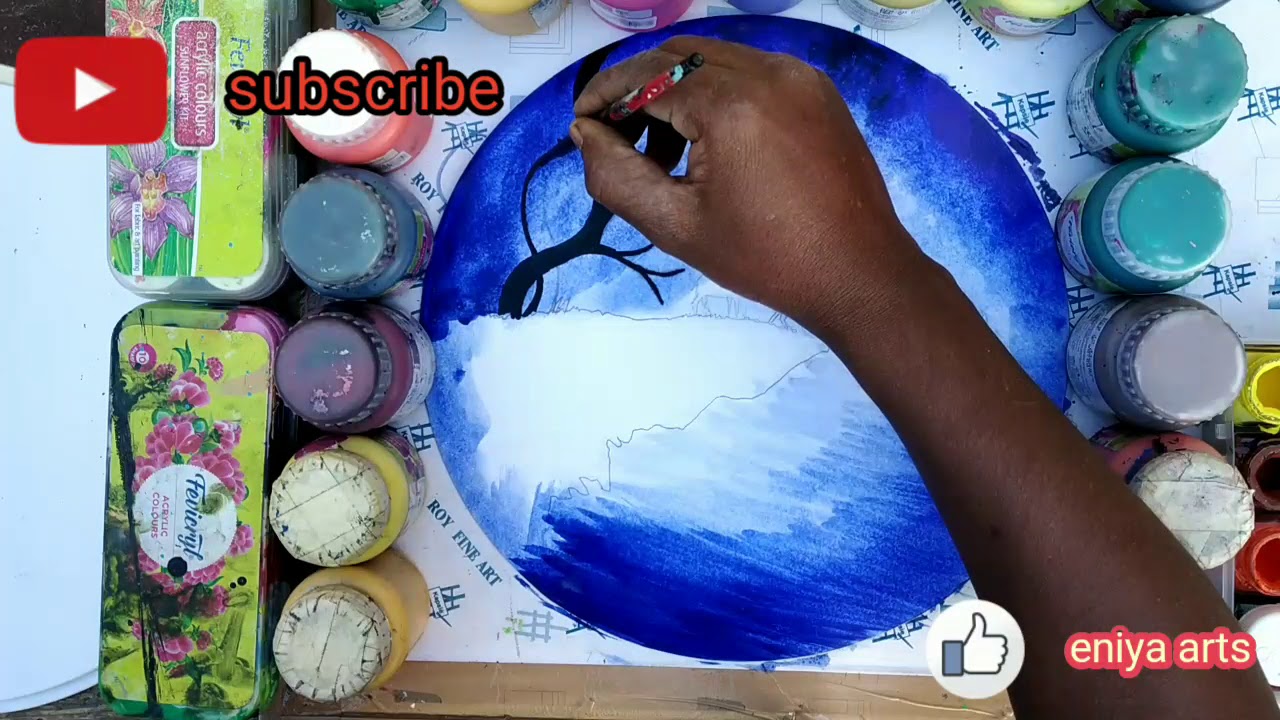 How to draw easy painting blue colour effect - YouTube