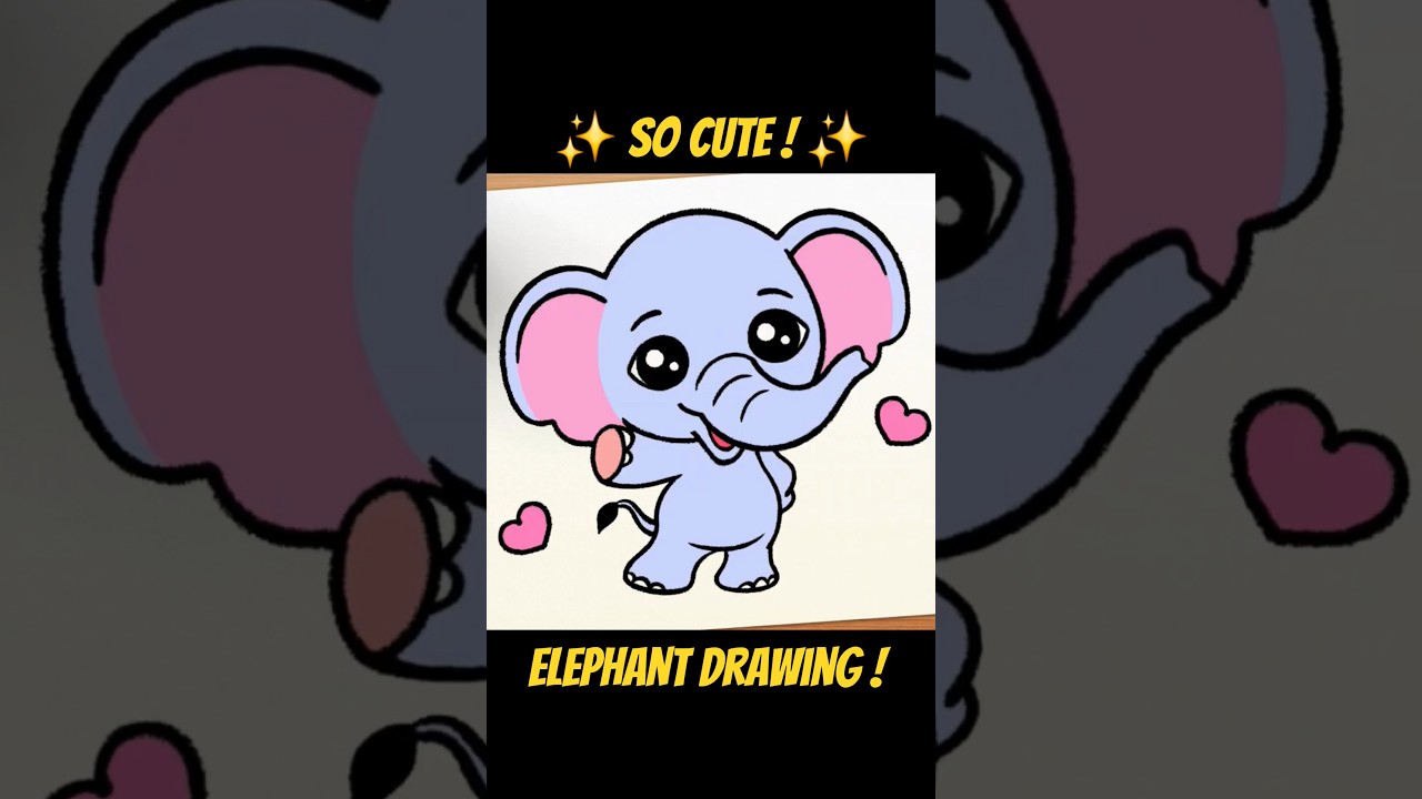 Cute Elephant Drawing #shorts #drawing #sketches #elephant #elephantdrawing