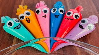 Making Slime With Colorful Cute Piping Bags ! Satisfying Asmr Video ! Part 244