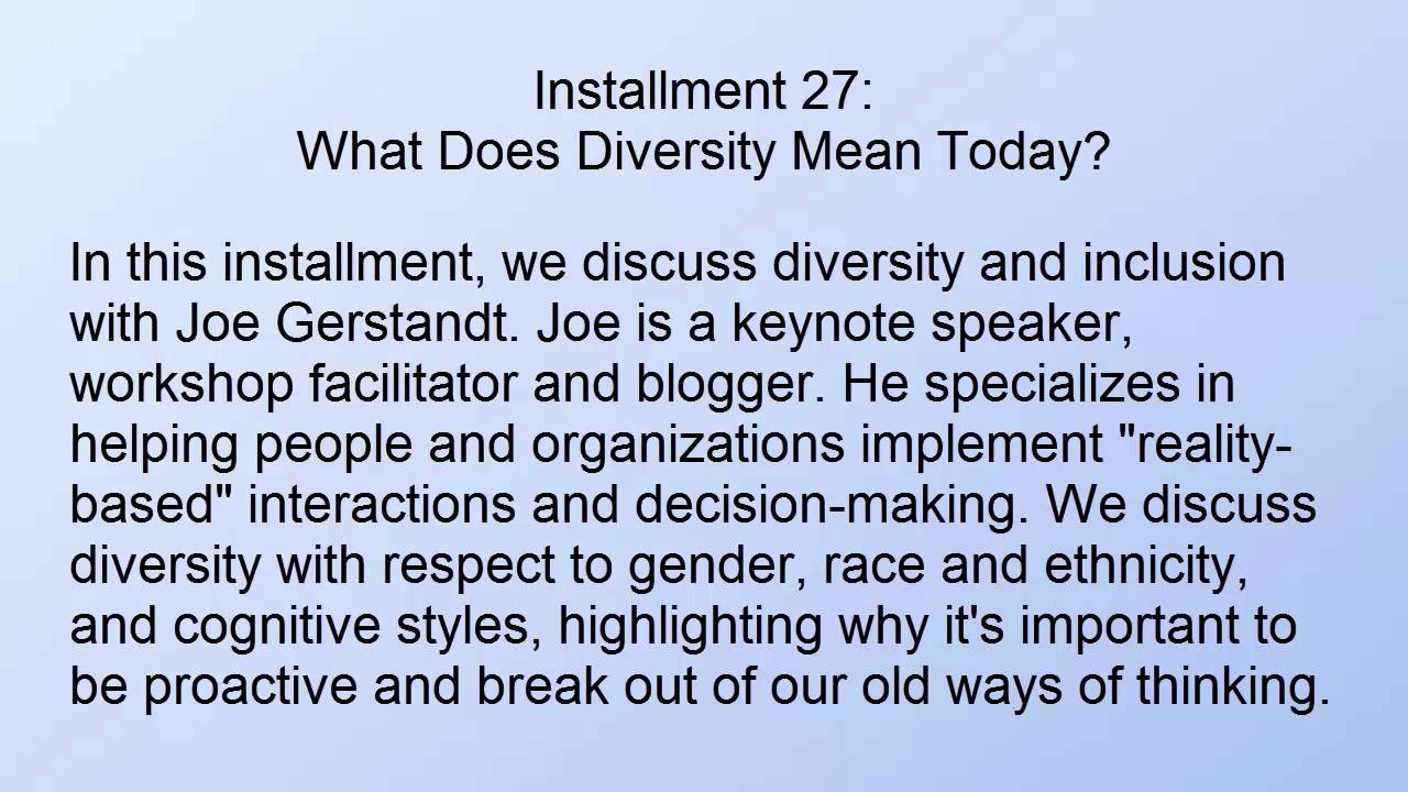 What Does Diversity Mean? 