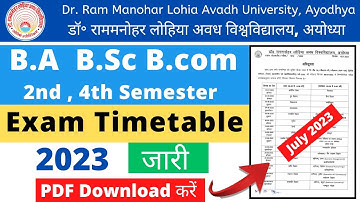 Rmlau 2nd 4th semester exam timetable 2023 | Rmlau B.A B.sc B.com 2nd 4th semester exam date 2023