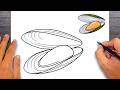 How to draw Mussels - Easy Drawing for Kids & Beginners