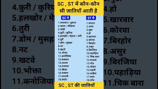 SC , ST की जातियाँ...#viral #cast #uppercast #sscgd #ews #sc #st #general #ytshortsindia #shorts #yt