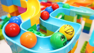 Building Blocks Marble Run ASMR Wave Slope from Animal Shapes