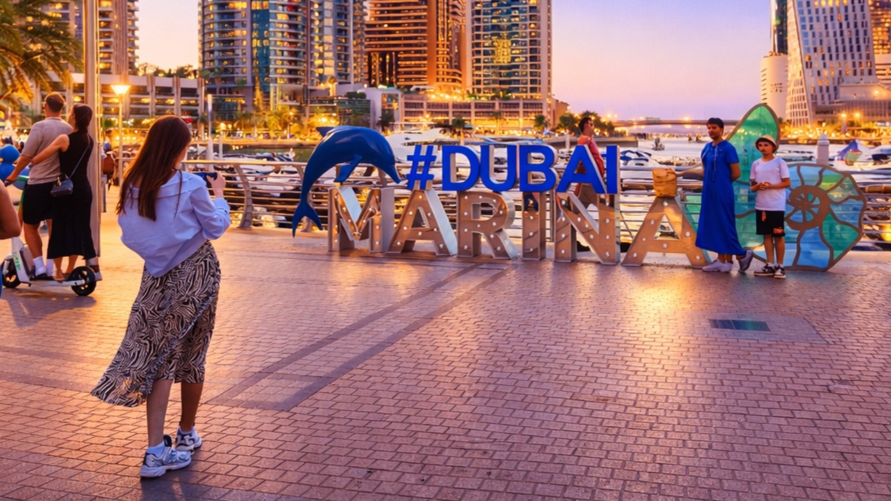 Dubai Marina 4K Walking Tour at Sunset | Stunning Skyline & Marina Views