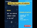 Master the Laws of Indices: Step-by-Step Guide with Examples.