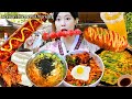 ASMR MUKBANG| 한국민속촌 핫도그 닭꼬치 비빔밥 잔치국수 탕후루 먹방 FRIED CHICKEN AND KOREAN NOODLES EATING