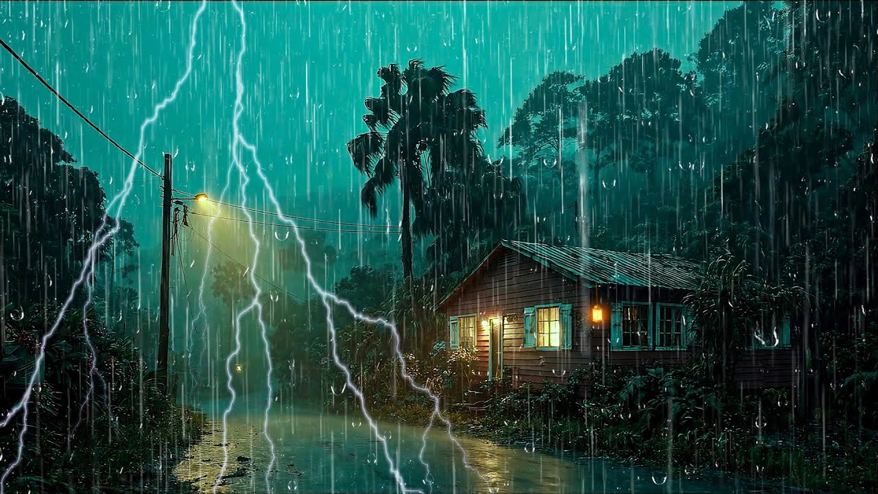 Duerme Rápido con Sonido de Lluvia Intensa y Ambiente Nocturno