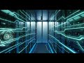 dolly shot of the interior of a data center with glowing circuit board lines runnin SBV 330639853 4K