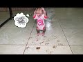 Baby monkey nana dirty the floor find a way to clean the house