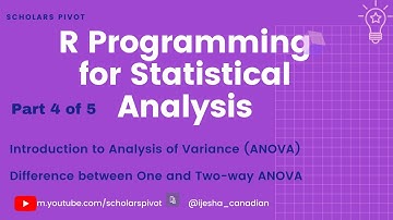 R Programming for Statistical Analysis Workshop| Part 4 of 5| Statistics Analysis of Variance| ANOVA