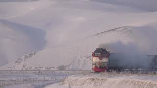 【4K】モンゴル縦貫鉄道 ホンホル通過（2024.02.10）