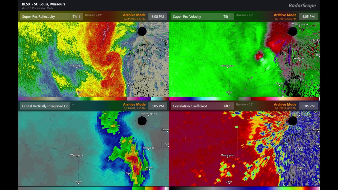 2019 5/21 Augusta, MO Tornado MultiPanel Radar YouTube