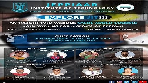 EXPLORE JIT !!! AN INSIGHT INTO VARIOUS VALUE ADDED COURSES
