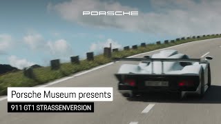 Porsche 911 GT1 Straßenversion. Starke Träume im Porsche Museum.