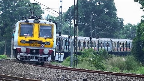 Aerodynamic Face Ad-Printed Colourful EMU Train Speeding In Huge Curve | Howrah-Katwa EMU Local | ER