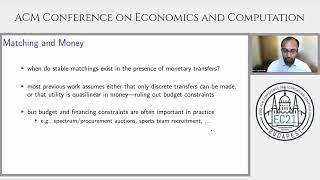 EC'21 Flash Video: Matching and Money
