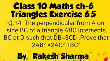 The perpendicular from A on side BC of a triangle ABC intersects BC at D such that DB=3CD.Prove tha