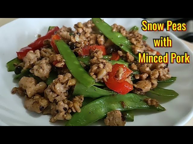 Stir Fried Snow Peas with MINCED PORK Chinese recipe class=