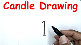 how to draw a candle in a jar with number 1 drawing with number