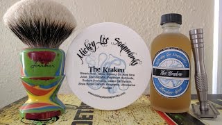 shaving with uncle dubya - 09.11.16
soap: mickey lee soapworks the kraken
brush: morris + forndran + boucher discolo
razor: wolfman wr1-oc on wrh7 handle
blade: gillette silver blue
aftershave: mickey lee soapworks the kraken shaving with uncle dubya - 09.11.16