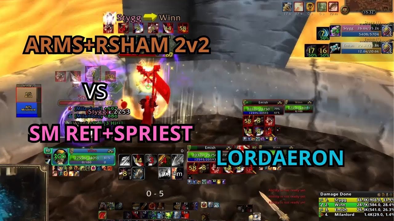Arms + Rsham vs SM Ret Paladin + Shadow Priest 2v2 | WotLK Warmane Lordaeron