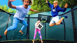 CRAZY TRAMPOLINE TRICK CHALLENGE WITH STEPHEN SHARER AND MY GIRLFRIEND (LOSER DYES THEIR HAIR)