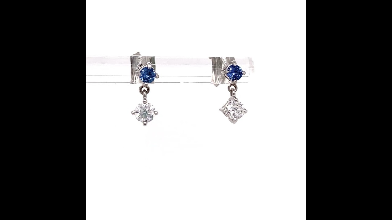 Montana Yogo Sapphire & Diamond Stud Drop Earrings 14K White Gold