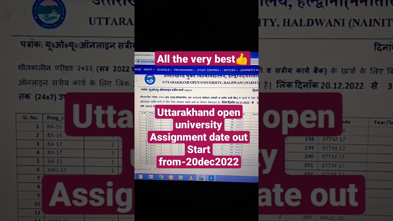 uttarakhand open university assignment date