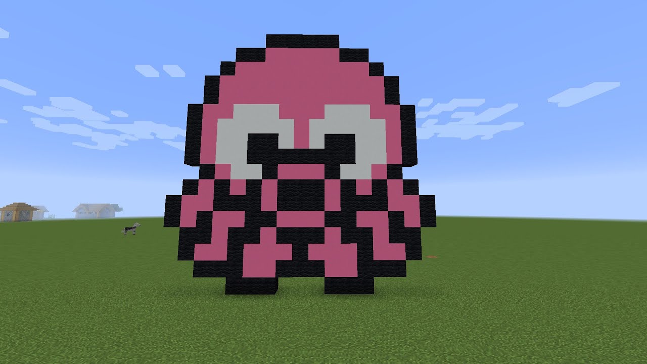 octopus, pink, minecraft, pixel art.