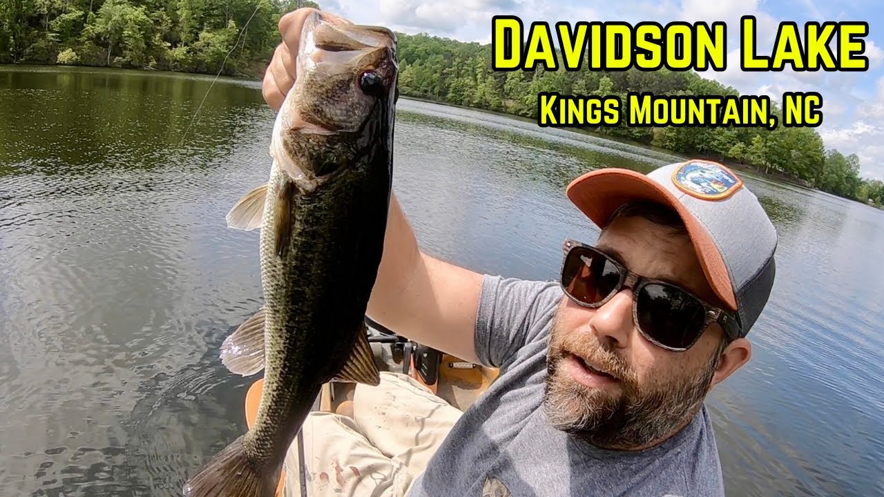 Kayak Bass Fishing Davidson Lake – Clear Water with Grass and Lily Pads – Kings Mountain, NC