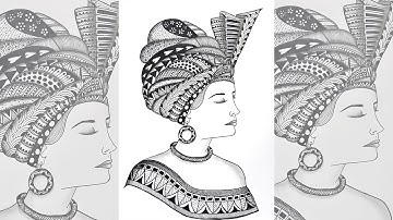 Zentangle Beautiful Lady | Satisfying Time Lapse Video