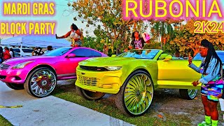 MARDI GRAS BLOCK PARTY RUBONIA, FL 2K24 BIG RIMS / AMAZING WHIPZ / 4K WALK THRU / STREET ACTION