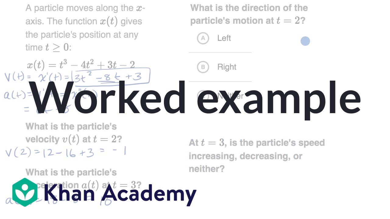 Worked Example Motion Problems With Derivatives Video Khan Academy