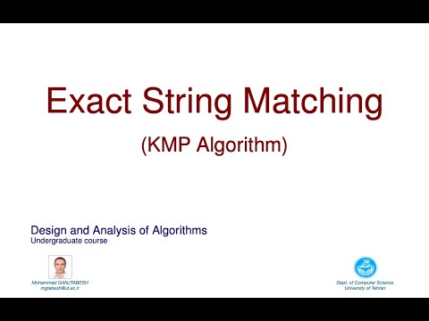 DAA37 - KMP Algorithm for Exact String Matching - YouTube